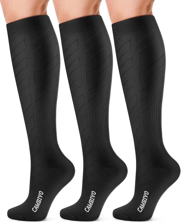 CAMBIVO Compression Socks for Women and Men (3 Pairs), Compression Stockings 15-20mmHg for Running, Walking, All-Day Wear