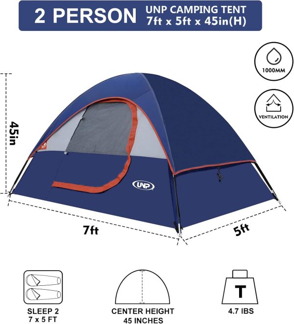 Camping Tent 2 Person, Waterproof Windproof Tent with Rainfly Easy Set up-Portable Dome Tents for Camping… - Image 3