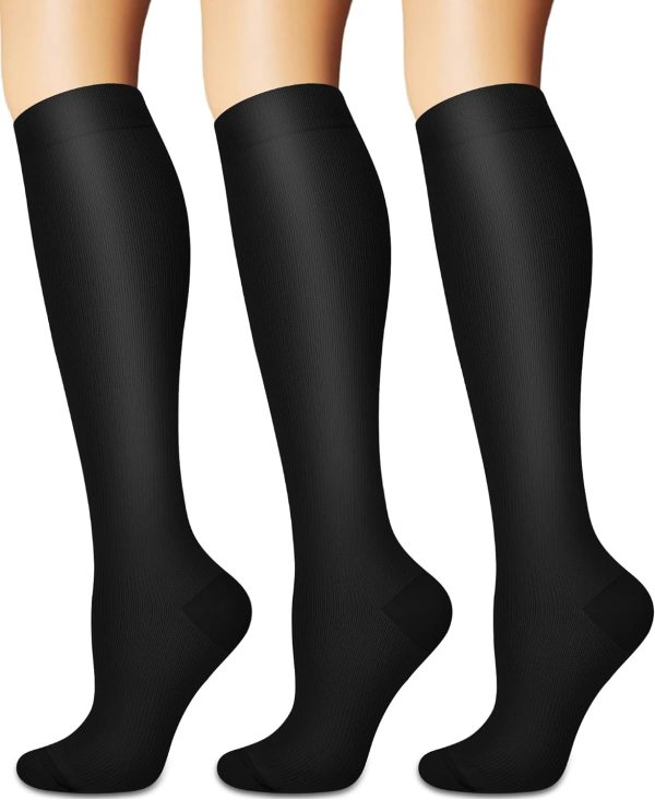 Compression Socks for Women and Men Circulation (3 Pairs) - Best for Nursing,Running,Travel Knee High Socks