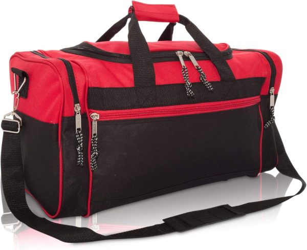 DALIX 21" Blank Sports Duffle Bag Gym Bag Travel Duffel with Adjustable Strap in Red