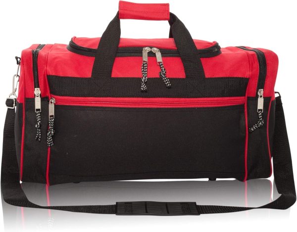 DALIX 21" Blank Sports Duffle Bag Gym Bag Travel Duffel with Adjustable Strap in Red - Image 2