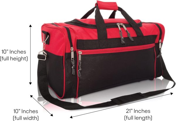 DALIX 21" Blank Sports Duffle Bag Gym Bag Travel Duffel with Adjustable Strap in Red - Image 6