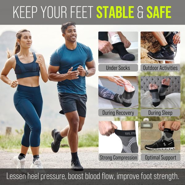 Foot & Ankle Brace Socks - Plantar Fasciitis Relief Neuropathy Socks, Arch Support for Women & Men, Ankle Compression Sleeve for Heel Spurs, Tendonitis, Ankle Wrap for Sprained Ankle Black S-M - Image 3