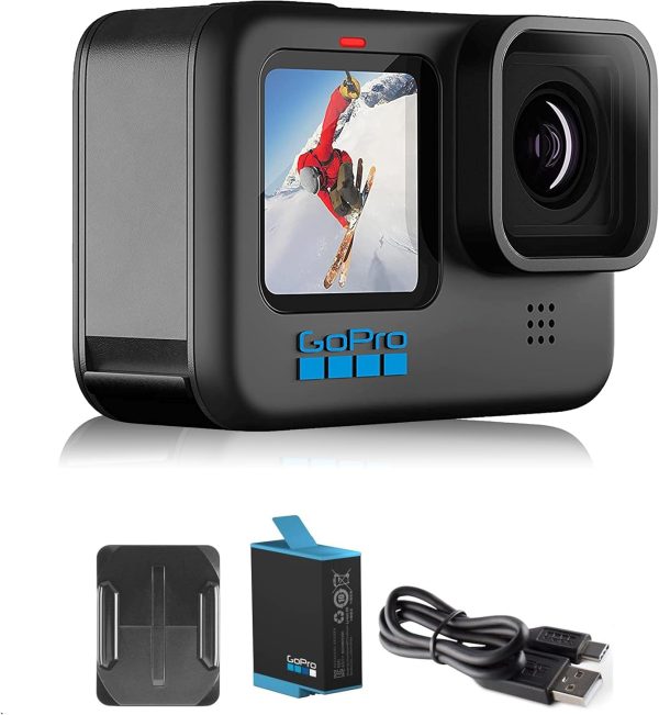 GoPro HERO10 Black- E-Commerce Packaging - Waterproof Action Camera with Front LCD & Touch Rear Screens, 5.3K60 Ultra HD Video