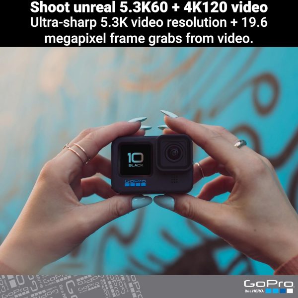 GoPro HERO10 Black- E-Commerce Packaging - Waterproof Action Camera with Front LCD & Touch Rear Screens, 5.3K60 Ultra HD Video - Image 5