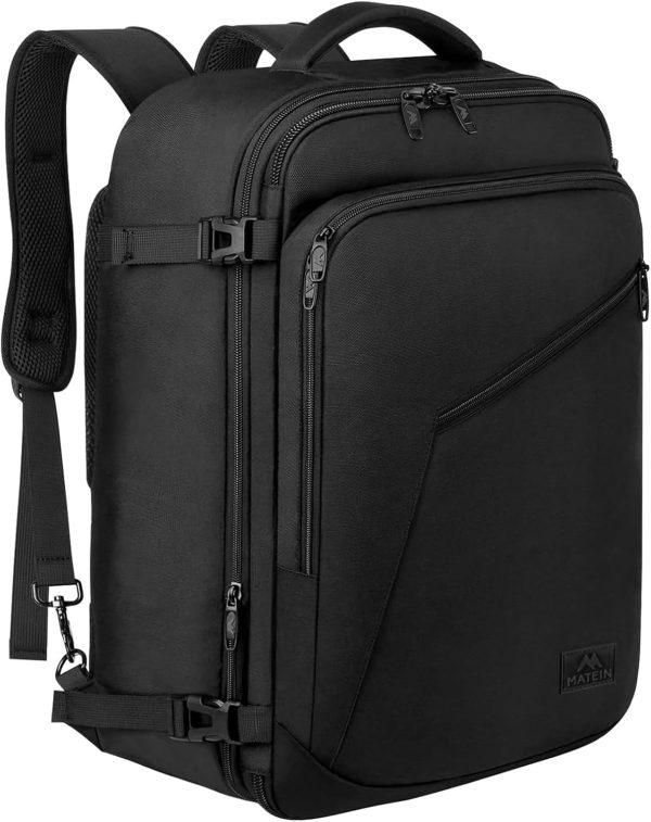 MATEIN Carry on Backpack, Extra Large Travel Backpack Expandable Airplane Approved Weekender Bag for Men and Women, Water Resistant Lightweight Daypack for Flight 40L, Black