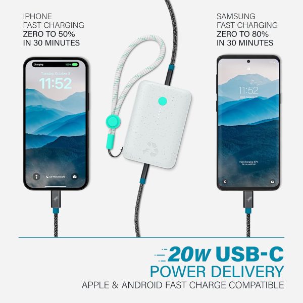 Nimble Champ 10K Dual USB-C Portable Charger, 20W PD & QC 4.0, Fast Charging USB-C Power Bank Compatible with iPhone, iPad, Android and More, Made from Recycled Plastic (Luna White) - Image 2